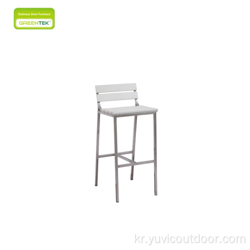 우아한 흰색 플라스틱 나무 바 의자